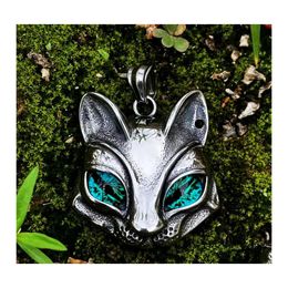 Pendant Necklaces 2022 Heart Shape 316L Stainless Steel Green Eyes Men Women Necklace Animal Rock Fashion Cute Jewelrypendant Drop D Otdft