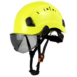 Construction Safety Helmet With Goggles VisorFor Engineer ABS Hard Hat Vented Industrial Work Head Protection CE EN397 Rescue