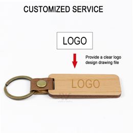 Personalised 3mm Wood Keychain Blank Handmade Leather Keychain