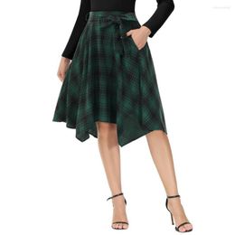 Signe BP Women Women Skirt Vintage Placed Elastico Elastico High Waist HEM HOGGE IL GIORNO Irregolare Lunghezza A30 A30