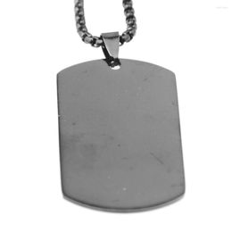 Pendant Necklaces High Quality Stainless Steel Black Colour Titanium Dog Tag Necklace Men's Unisex's Jewellery Free Box Link Chain