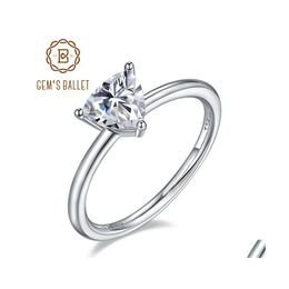 Cluster Rings Gems Ballet Brilliant Moissanite 925 Sterling Sier 1.0Ct 6.5Mm Trillion Solitaire Engagement Ring For Women Drop Deliv Dhk49