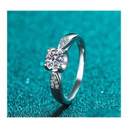 Cluster Rings Passed Diamond Test 0.5Ct Moissanite Swallowtail Bl Head Fashion Ring 925 Sterling Sier Women Proposing Classic Drop D Dhoxw