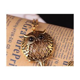 Pendant Necklaces Locket Necklace Vintage Retro Antique Owl Beautifly Jewelry Collar Collier Magnifying Glass Cabochon Drop Delivery Dh8I9