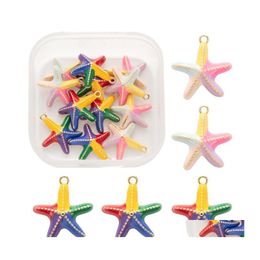 Pendant Necklaces 12Pcs/Box Colorf Starfish Pendants Brass Enamel Ocean Style Charms For Bracelet Necklace Earring Jewelry Making Dr Otyqc