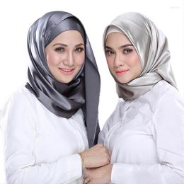 Ethnic Clothing Artificial Silk Muslim Wrap Instant Hijab Women Scarf Shawl Headscarf Square Satin Pashmina Bandana Islam Foulard Femme