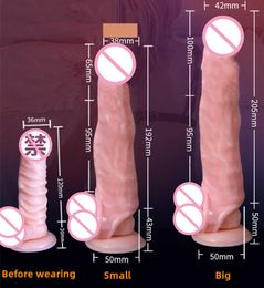 Sex toys Massager Highly Elastic Silicone Penis Extender Sleeve Reusable Dildos Delay Ejaculation Enlargement Sex Toys for Men