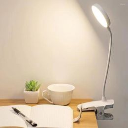 Table Lamps Bedroom USB Powered Bedside Dormitory Flexible Gooseneck Student LED Desk Lamp Dimming Clip On Touch Control Reading Study