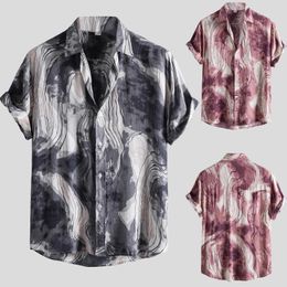 Men's T Shirts 2023 Arrival Men Hawaiian Camicias Casual One Button Wild Printed Short-sleeve Blouses Top Blusas