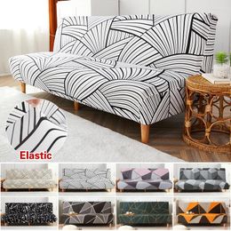 Chair Covers Stretch Futon Cover Armless Sofa Spandex Geometry Printed Folding Bed Slipcover Washable Furniture Protector