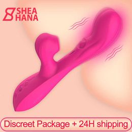 Beauty Items Penis Dildo 10 Speed Vibrator Sucking for Women 3-in-1 Female G-Spot Clitoris Vibrating Egg Slap Vagina Massage Erotic sexy Toy
