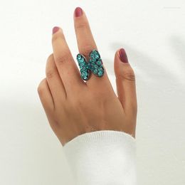 Wedding Rings Fashion Jewellery Adjustable Blue Rhinestones Butterfly Shape Ring Birthday Party Simple For Women