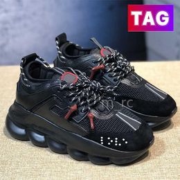 Nw 2024 Italy High-Quality Casual Shos Hight Vercace Chain Reaction Snakrs Black Rd Whit Pink Multi-Color Sud Luxury Mns Womns Fashion Dsignr ACE Lac-Up 126