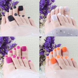 False Nails Solid Colour Full Cover Short Flat Shape Toe Nail Frosted Matte Foot Tip Art Salon Manicure Material