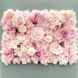 Decorative Flowers & Wreaths Pink Aritificial Silk Rose Flower Wall Panels Decoration For Wedding Baby Shower Party Display Window Backdrop