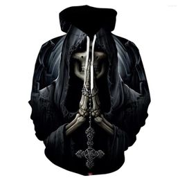 Men's Hoodies Fashion And Women's 3d Hoodie Skull Print Hooded Black Sweatshirt Hip Hop Tops Ladies Clothing Jackets