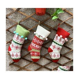 Christmas Decorations Hanging Stockings Floral Print Sock Shaped Candy Gift Bag Festival Xmas Ornament For Wall Tree Window Drop Del Dhd0M