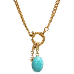 Collana con colletto a catena a stella in pietra naturale blu in acciaio inossidabile Gioielli impermeabili Collier con fascino delicato per le donne