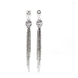 Stud Earrings Enchanted Tassels Drop 925 Sterling Jewellery For Woman Wedding Fashion Elegant