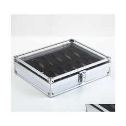 Storage Boxes Bins Fashion Metal Case With 12 Grid Slots Display For Wristwatch Organizer Watch Jewelry Box Wj11 Drop Delivery Hom Dh7Fi