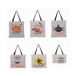 Christmas Decorations Halloween Gift Bags Large Cotton Canvas Hand 6 Styles Pumpkin Devil Spider Printed Candy Sack Drop Delivery Ho Dhpqc