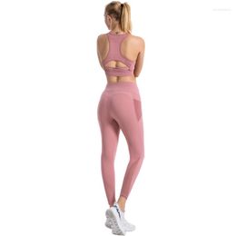 Active Sets Naked-Feel Women Yoga Set Patchwork Lace Sportswear 2 Piece Top Leggings High Waist Fitness Workout Suit Running Cycling