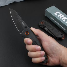 GLBY CK6280 Pocket Folding Knife 8Cr13Mov Black Stone Wash Blade Carbon Fibre & Stainless Steel Handle Outdoor Camping Hiking Survival Knives with Retail Box