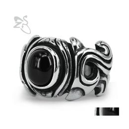 Cluster Rings Zs Hip Hop Black Zirconia For Men Punk Style Stainless Steel Jewellery 2021 Gothic Bands Jewellry Finger Accessories Dro Dhmkg