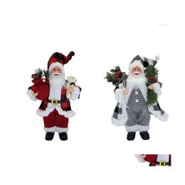 Christmas Decorations 12 Plaid Santa Claus Figurines Figure Hanging Xmas Tree Ornaments Doll Toy Drop Delivery Home Garden Festive P Dhdyc