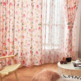 Curtain Lemon Fruit Print Curtains For Living Room Simple Modern Yellow Peach Cute Cartoon Balcony Window Treatment Rideaux Wp451C