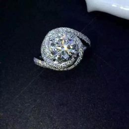 Cluster Rings Fashion Luxury Women Engagement Jewellery 925 Sterling Silver 5A CZ Stones Zircon Female Wedding Finger Size5-11