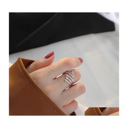 Cluster Rings 1Pc Very Thin Authentic S925 Sterling Sier Fine Jewelry Beads Ball Lucky Open Ring Adjustable J300 Drop Delivery Dhivf