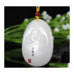 Pendant Necklaces Factory Wholesale Xinjiang Afghanistan White Jade Big Belly Smiling Buddha Mens And Womens Maitreya Penpendant Dro Ot60L