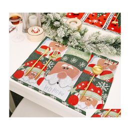 Christmas Decorations Decoration Supplies Knitted Cloth Placemats Creative Tablecloth Old People Small Tree Placematschristmas Drop Dhv9Y