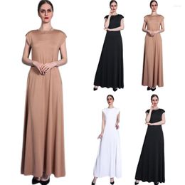 Ethnic Clothing Women Underdress Plain Solid Long Dress Sleeveless Spring Summer Casual Slim Muslim Ladies Maxi Robe Arab Abaya Islamic