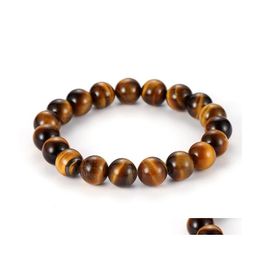 Beaded Strands 6Mm 8Mm 10Mm Brown Tiger Eye Stone Bead Strand Bracelet Women Men Lover Healing Energy Yoga Jewelry Gift Yummyshop D Dhbie