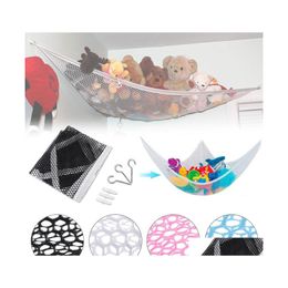 Storage Boxes Bins Kids Toy Hammock Net Large Mesh Organiser Holder Baby Stuffed Animals Creative Hanging Bag Drop Delivery Home G Dheu6