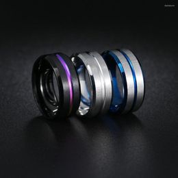 Wedding Rings Fashion 8mm Blue Groove Titanium Steel For Men Women High Quality Stainless Ring Jewelry Christams Gifts