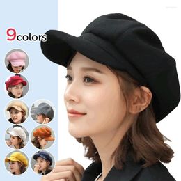 Berets Women Spring Autumn Artist Cap Octagonal Wool Blend Baker Boy Peaked Hats French Style Vintage Unisex Beret Beanie Hat