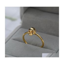 Cluster Rings Stainless Steel Skl For Women Men Gold Sier Color Male Female Skeleton Ring Punk Party Finger Jewelry Bague Femme Drop Dhzwx