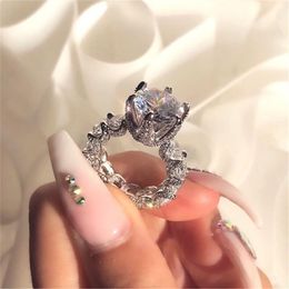 Wedding Rings Modyle 2023 Fashion Luxury Female Round Crystal Zircon Ring For Woman Party JewelryWedding
