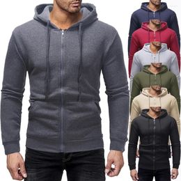 Men's Hoodies 2023 Men Europe And America Simple Basic Hooded Cardigan Hoodie Ouma 7 Colour