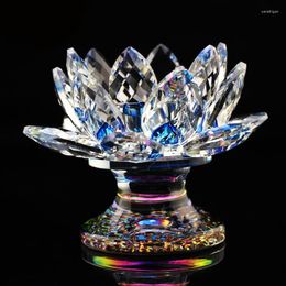 Candle Holders Beautiful Buddhism Crystal Lotus Tea Light Holder Religious Home Decoration Gifts Crafts Wedding Party Ornament Souvenir