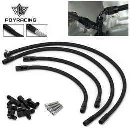 AN4 Engine Steam Vent Hose Kit Stainless Steel Braided / Black Nylon Hose For LS LSX LS1 LS2 LS6 LM7 For Front Rear Venting PQY-OFK14