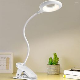 Table Lamps Study Eye Care Clip On 9 Brightness 3 Color Modes LED Reading Light Bedroom Desk Lamp Touch Switch Students USB Rechargeable