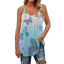 Women's Tanks Top Women Running Summer Tank Tops For Pleated Spaghetti Strap Camisole Loose Fit Casual Sleeveless