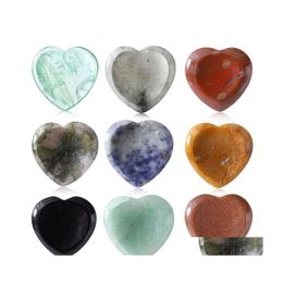 Party Favor Natural Heart 40Mm Crystal Stone Thumb Mas Energy Yoga Healing Gemstone Craft Gift Drop Delivery Home Garden Festive Sup Dhnyo
