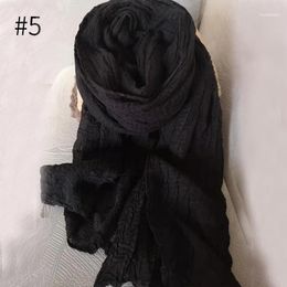 Scarves Bubble Cotton Viscose Long Shawl Crinkle Plain Wrinkle Wrap Scarf Women Crinkled Hijab Muslim Head 10pcs/lot1