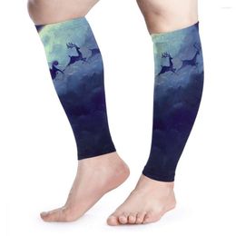 Racing Jackets Professional Sports Calf Protector Leg Running Compression Sleeve Socks Shin Splint Support Brace Guard Christmas Deer Q007