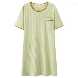 Women's Sleepwear Big Yards 5XL Summer Women Nightgowns Short Sleeve Full Cotton Night Dress Solid Colour Young Girls O-Neck Home Clothes